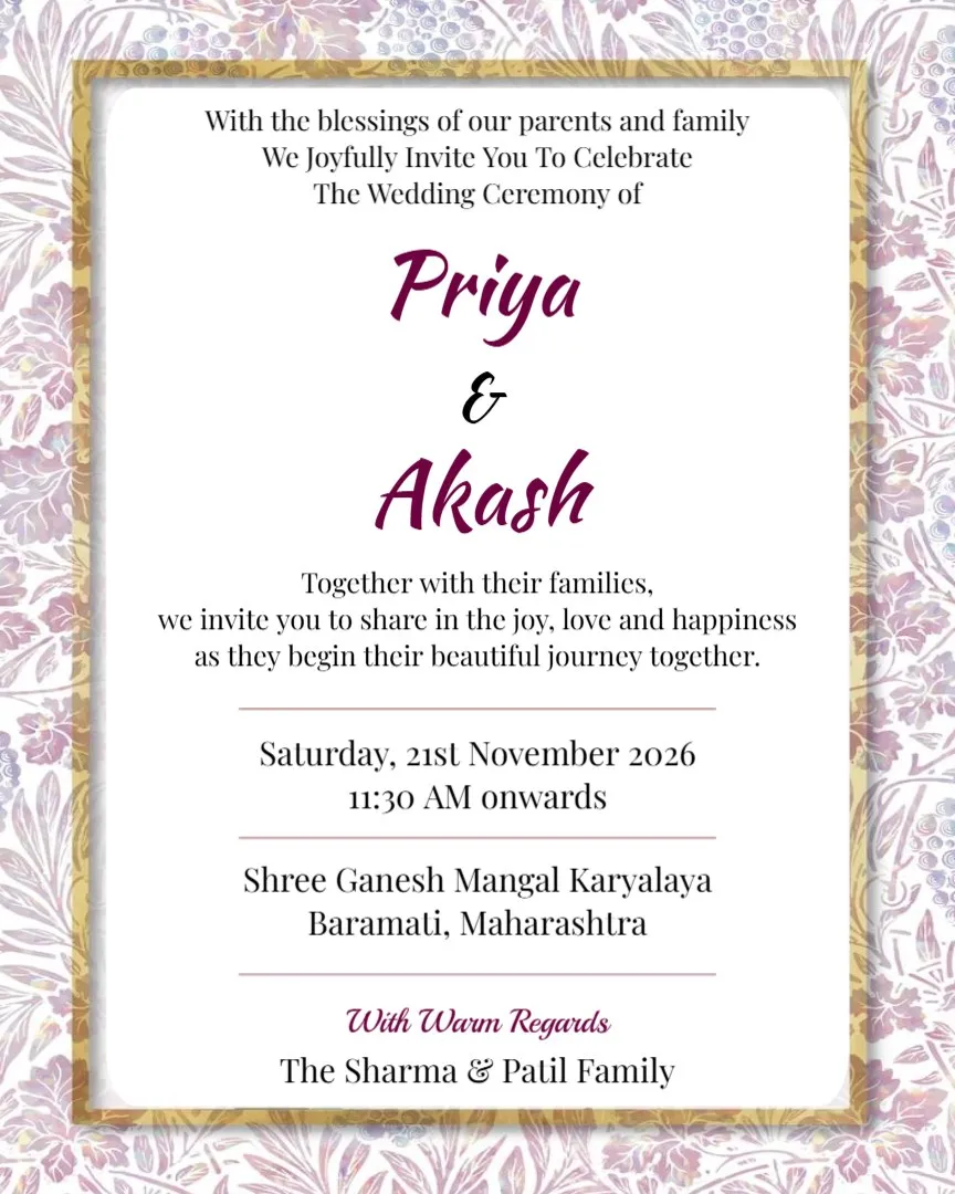 Free Elegant English Wedding Invitation Card — English Wedding Invitations template