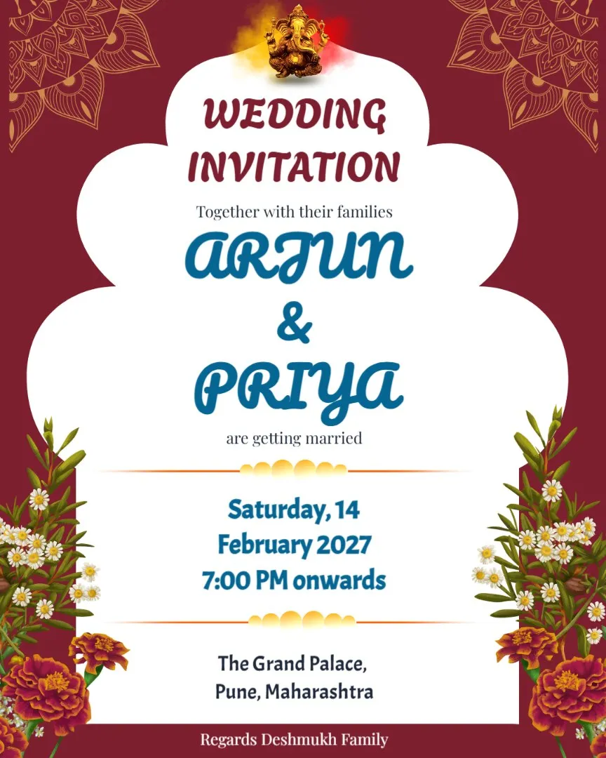 Free Wedding Invitation Templates — English Wedding Invitations template