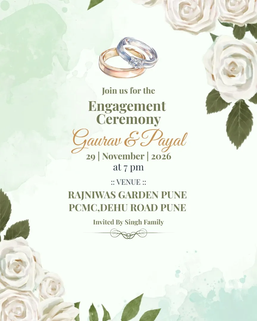 Elegant Engagement Invitation Template — English Engagement Invitation Cards template