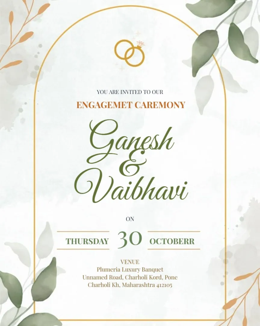 Floral Engagement Invitation Template — English Engagement Invitation Cards template