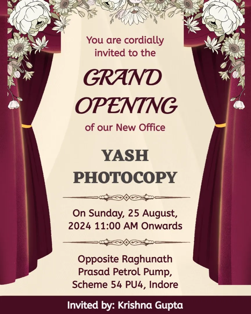 Free Elegant Grand Opening Invitation — English Grand Opening Invitation Cards template