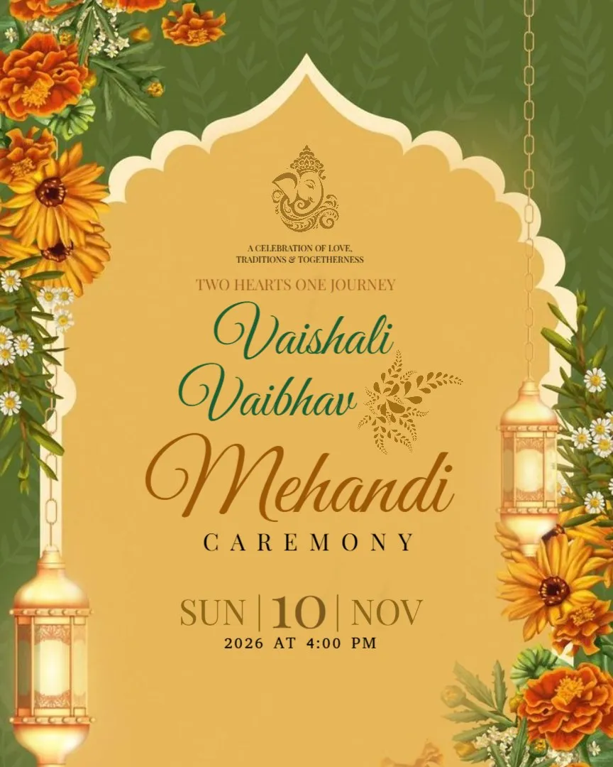 Floral Mehendi Invitation Templates — English Mehendi Invitation Cards template