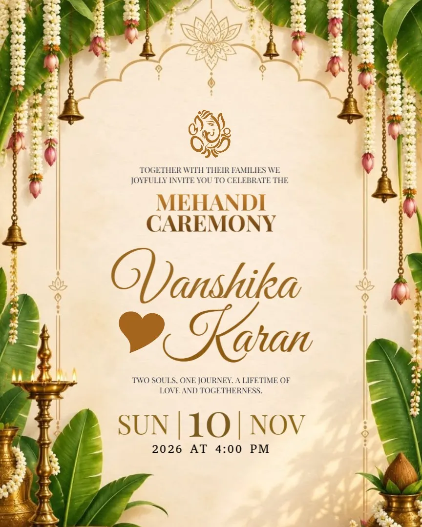 Modern Mehendi Ceremony Invitation Templates — English Mehendi Invitation Cards template