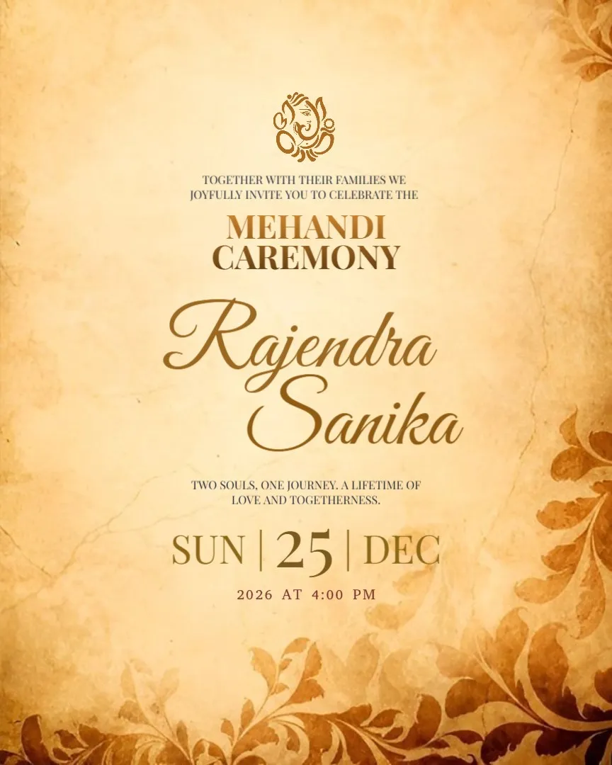 Royal Mehendi Ceremony Invitation Templates — English Mehendi Invitation Cards template