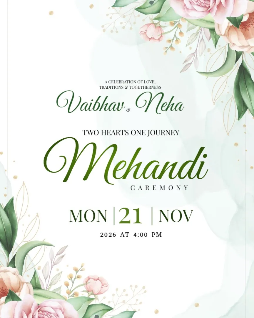 Mehendi Party Invitation Templates Online — English Mehendi Invitation Cards template