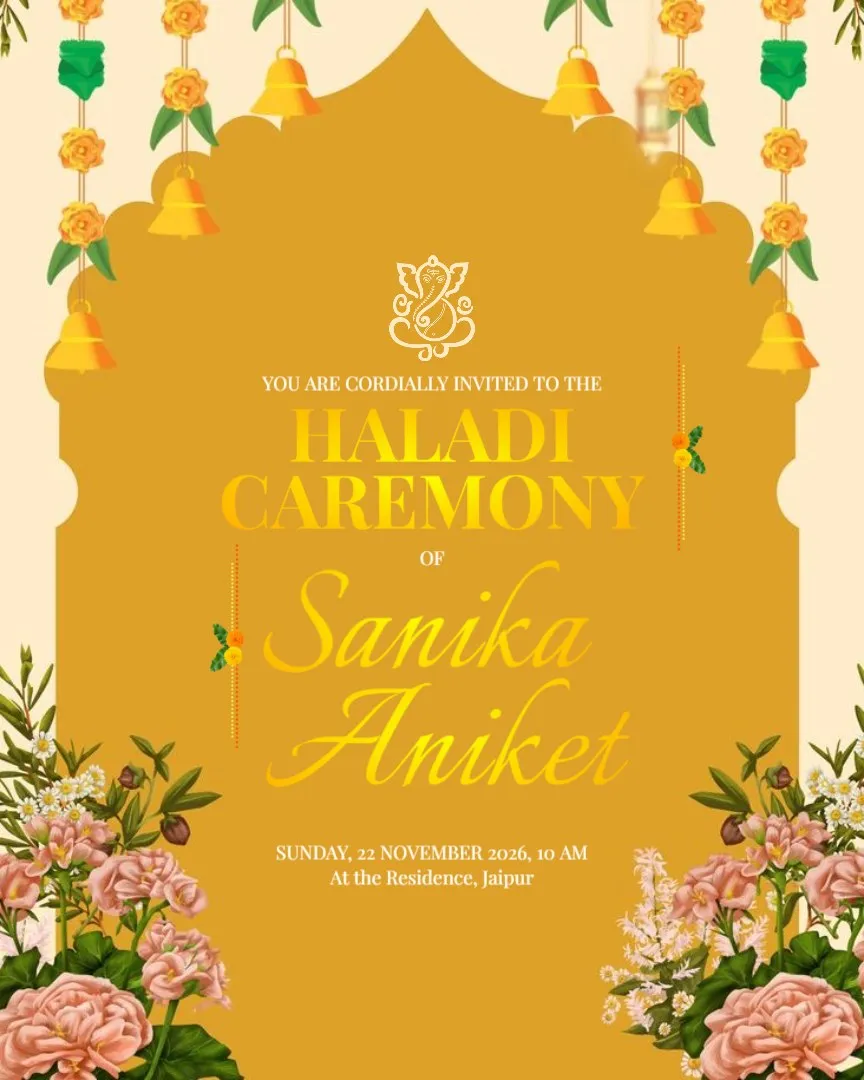 Traditional Haldi Ceremony Invitations — English Haldi Ceremony Invitation Cards template
