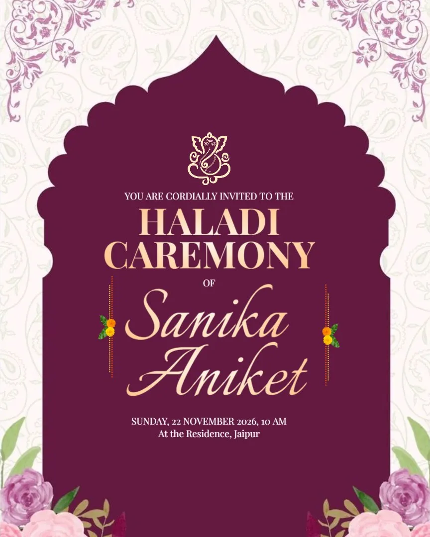 Modern Haldi Ceremony Invitations — English Haldi Ceremony Invitation Cards template