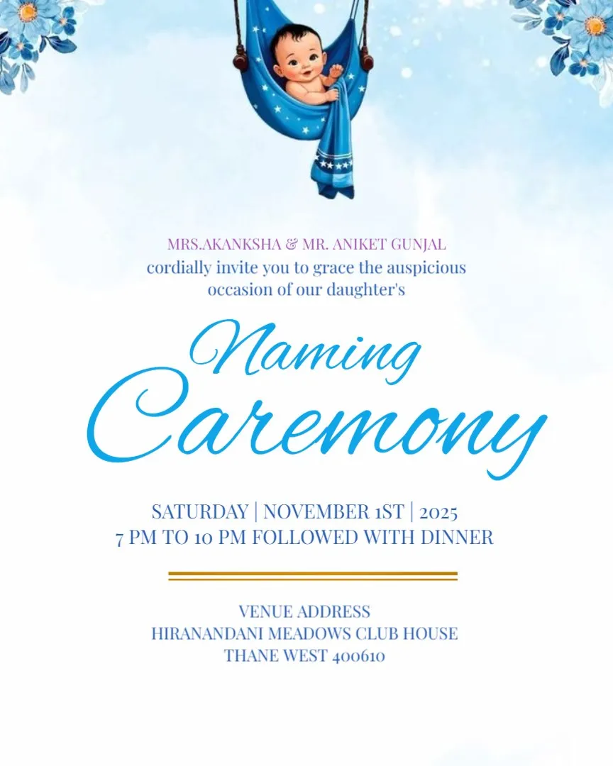 Digital Naming Ceremony Invitations — English Naming Ceremony Invitation Cards template