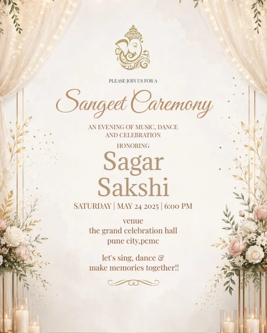 Mandala Design Sangeet Invitations — English Sangeet Ceremony Invitation Cards template