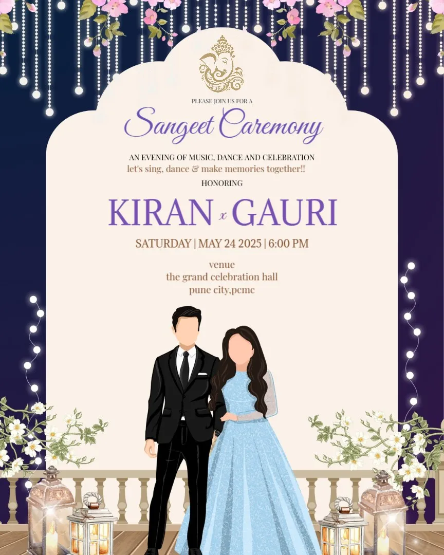 Traditional Sangeet Ceremony Invitations — English Sangeet Ceremony Invitation Cards template