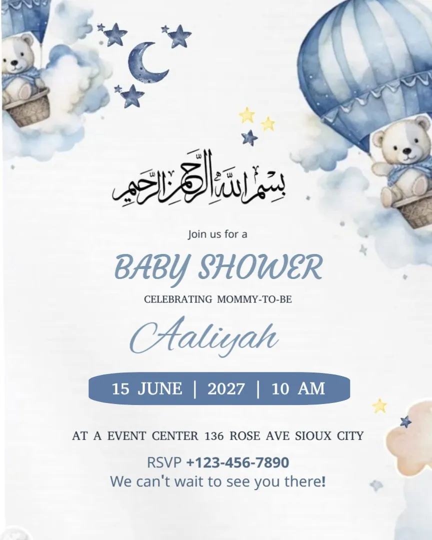 Muslim Baby Shower Invitation Templates — English Baby Shower Invitation Cards template