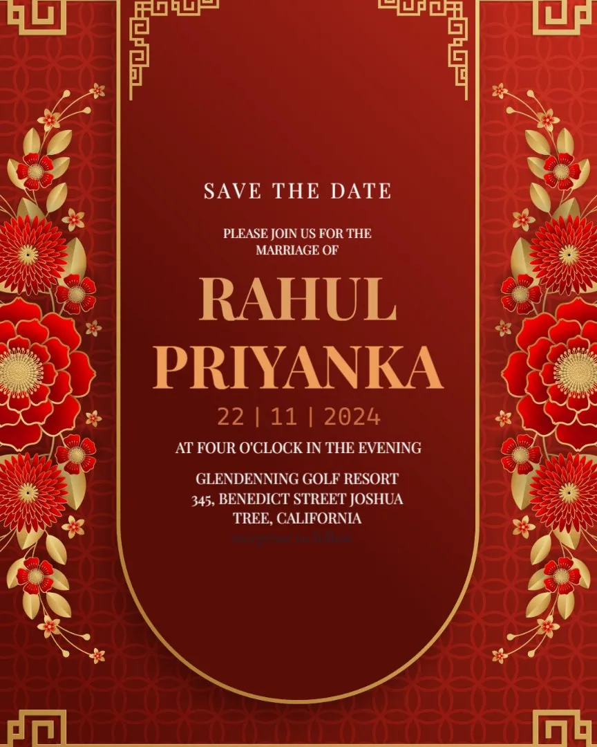 : Wedding Invitation Cards with Couple Names — English Wedding Invitations template