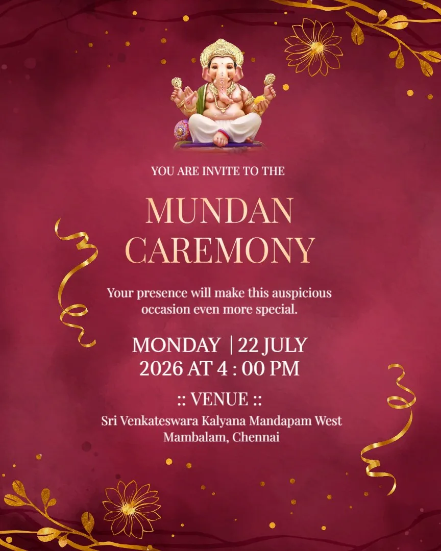 Our Baby's Mundan Celebration – You're Invited — English Mundan Ceremony Invitation Cards template