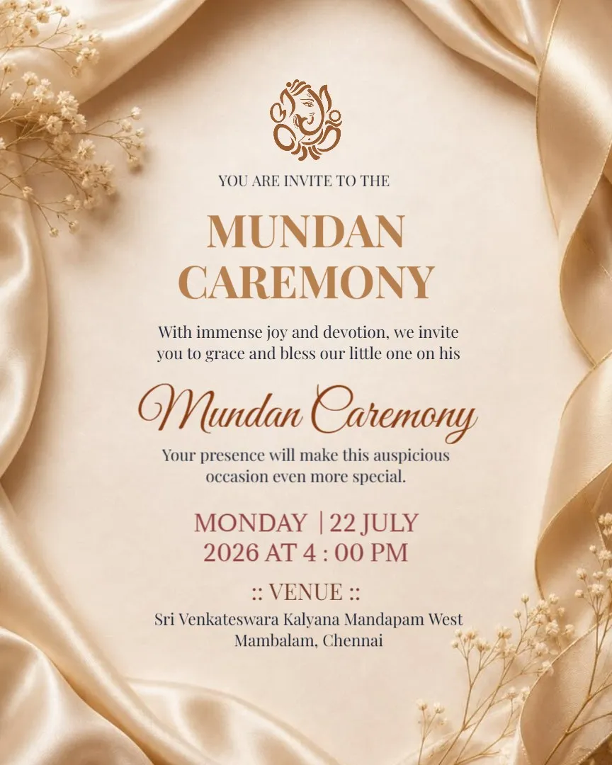 Shubh Mundan Sanskar – Invitation Card — English Mundan Ceremony Invitation Cards template