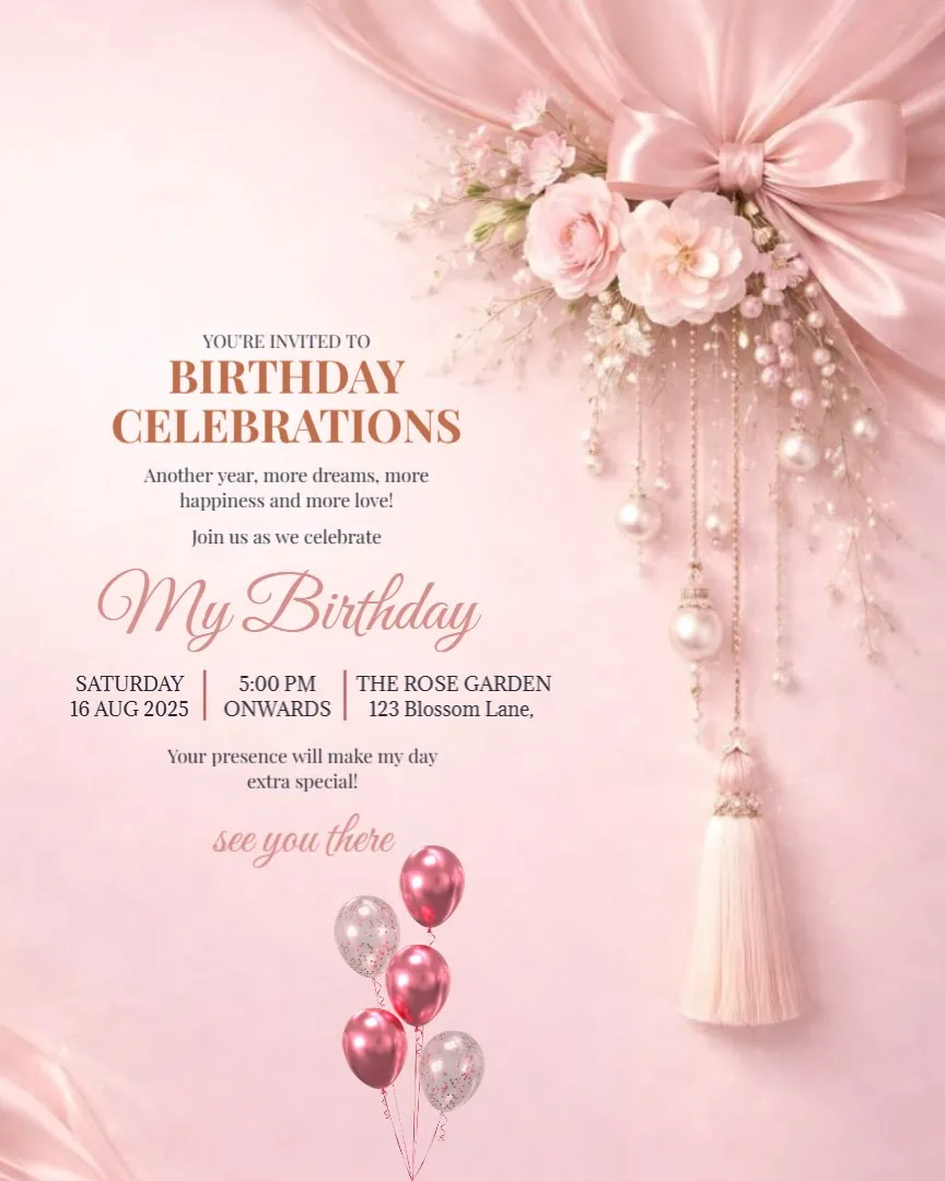 Birthday Bliss – Let's Celebrate Together — English Birthday Invitation Cards template