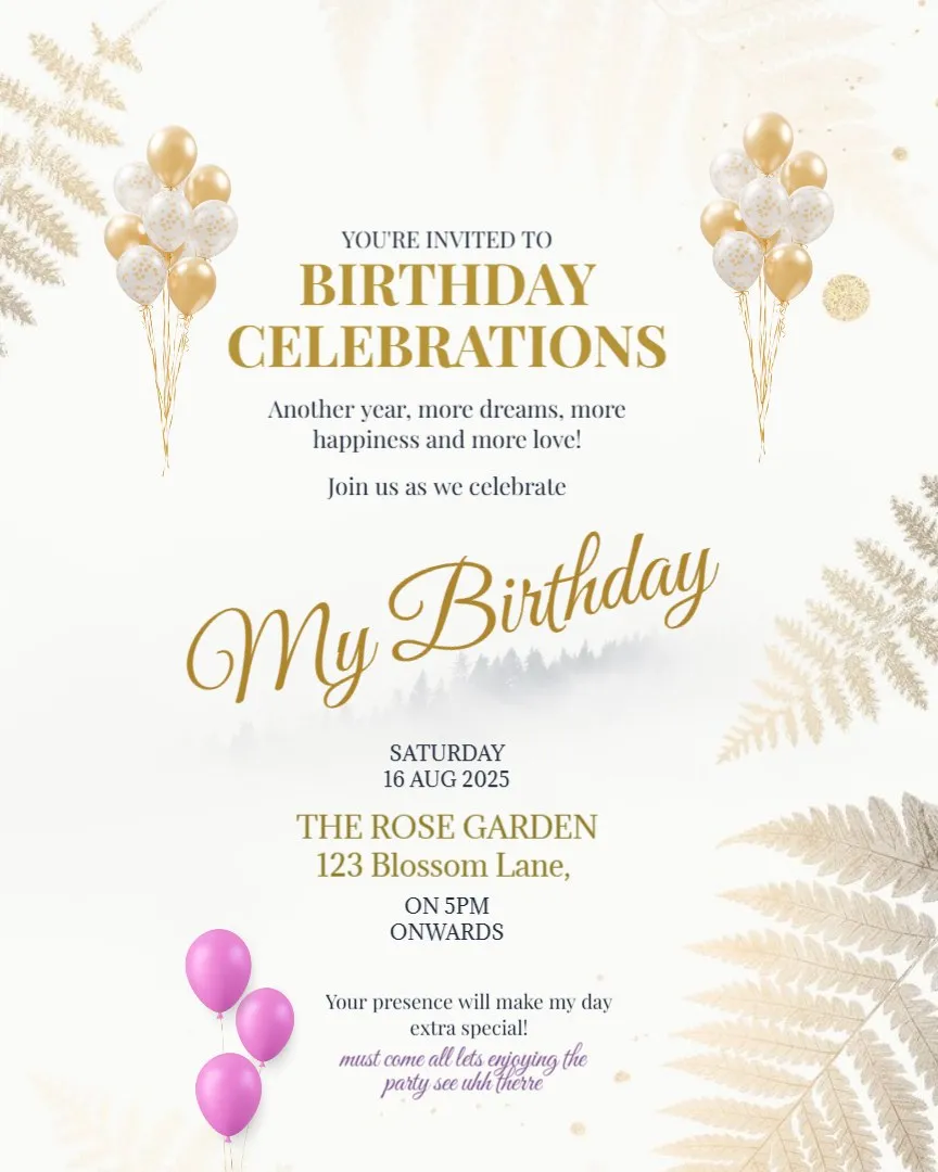 Let's Make a Wish – Birthday Celebration Card — English Birthday Invitation Cards template