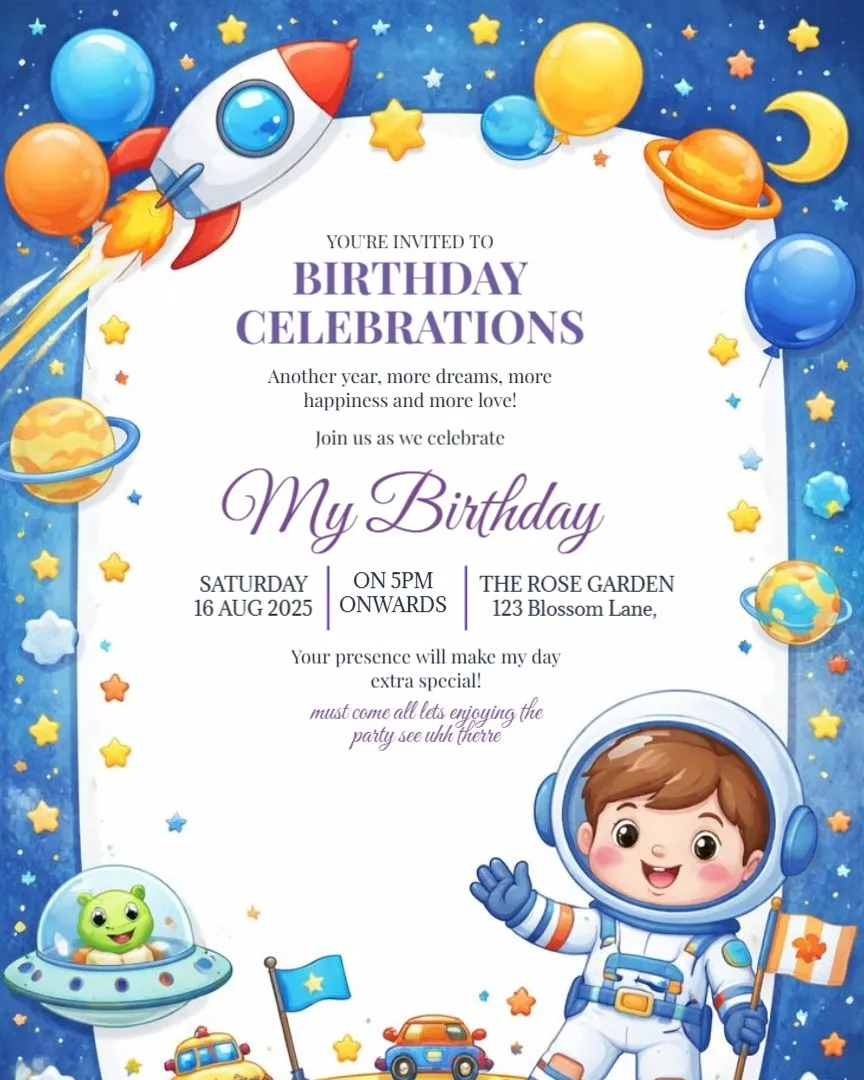 Cake, Candles and Celebration – Birthday Invitation — English Birthday Invitation Cards template
