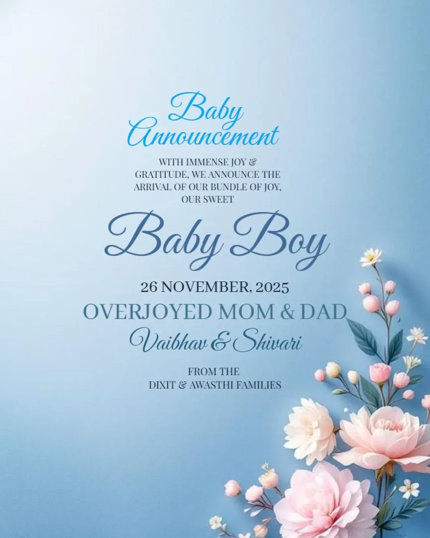 Welcome Our Baby Boy – Newborn Announcement Card — English Newborn Baby Announcement Cards template