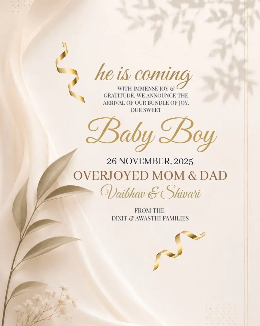 A Precious Son Has Arrived – Baby Announcement Card — English Newborn Baby Announcement Cards template