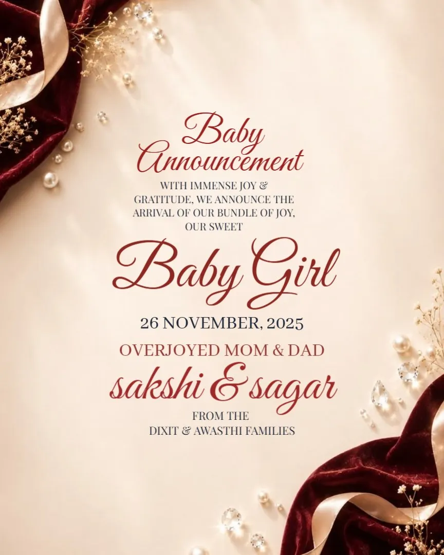Welcome Our Little Princess – Newborn Baby Girl — English Newborn Baby Announcement Cards template