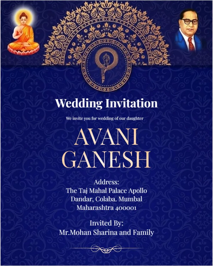 Minimalist Buddhist Wedding Invitation — English Buddhist Marriage Invitation Templates template
