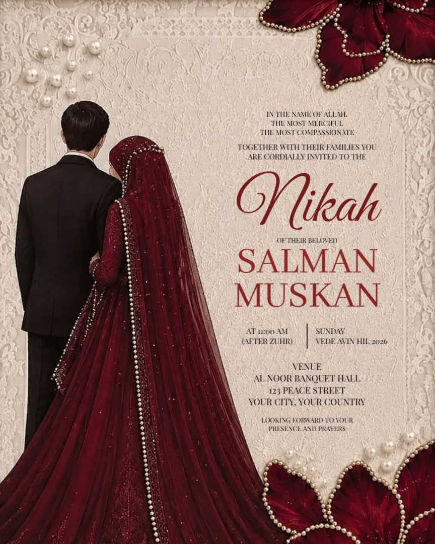 Islamic Wedding Invitation Templates — English Muslim Wedding Invitation Cards template