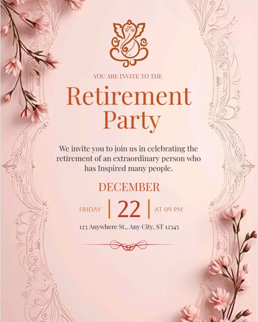 Boss Retirement Invitation Cards — English Retirement Invitation Cards template