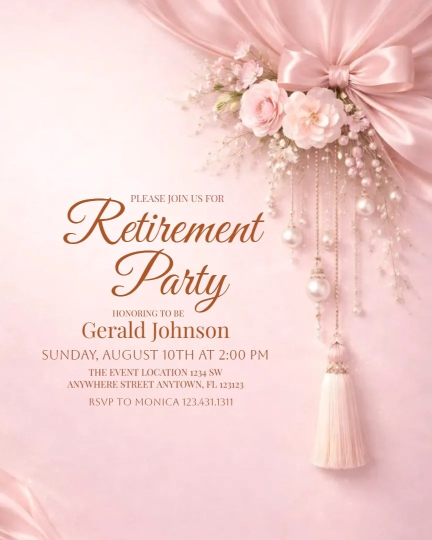 Retirement Invitation Cards — English Retirement Invitation Cards template