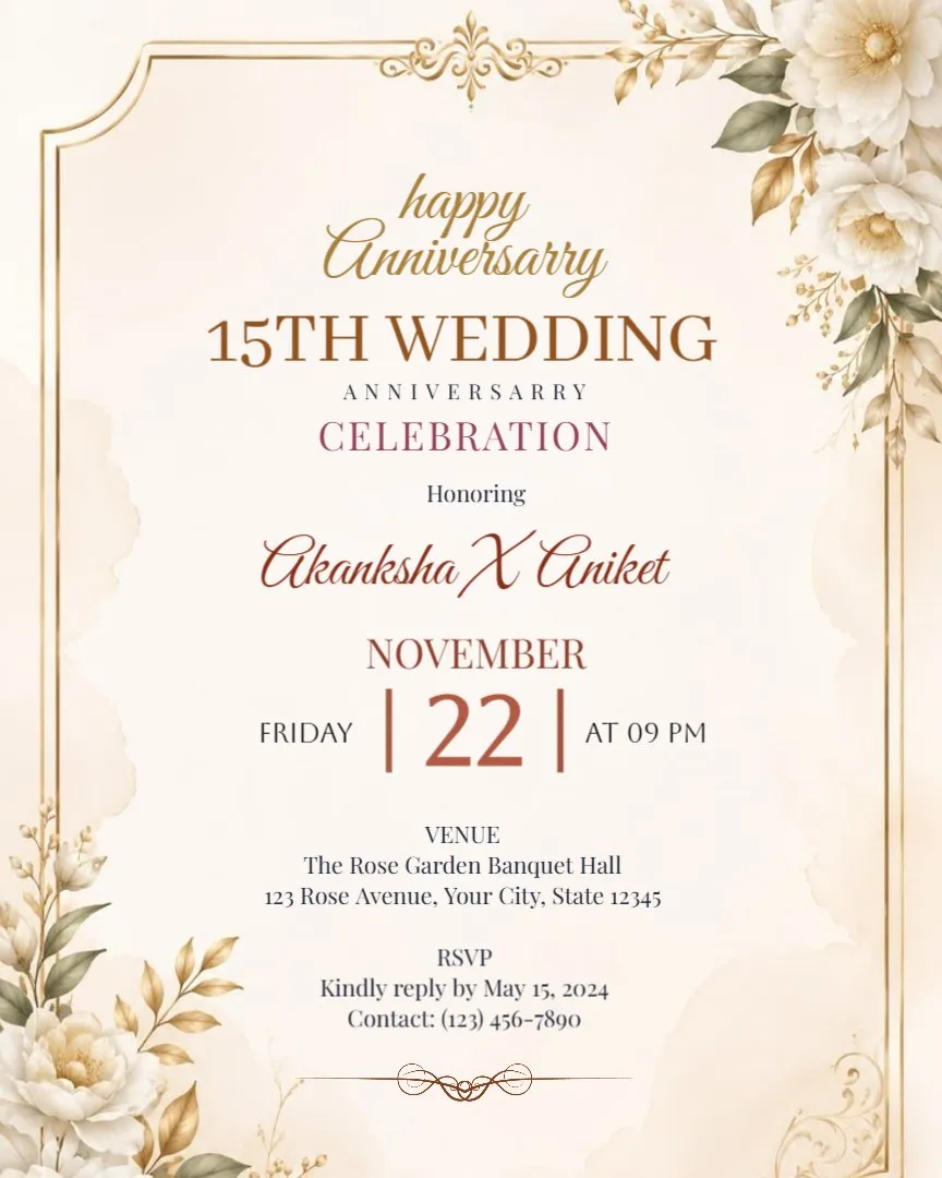 Wedding Anniversary Invitation Templates — English Happy Anniversary Invitation Cards template