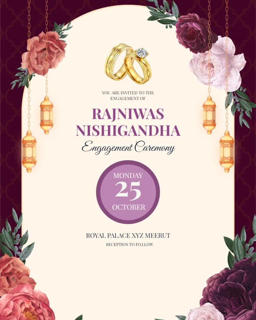 Romantic Engagement Invitation Cards — English Engagement Invitation Cards template