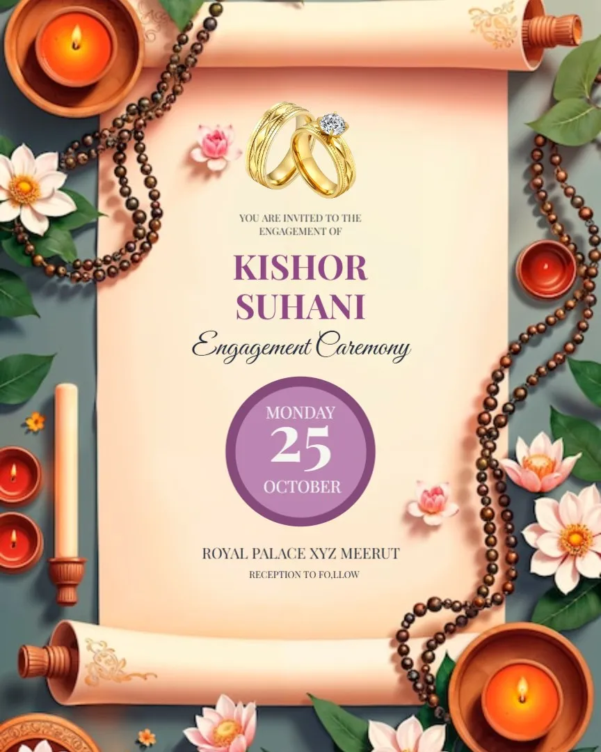 Gold Engagement Invitation Cards — English Engagement Invitation Cards template