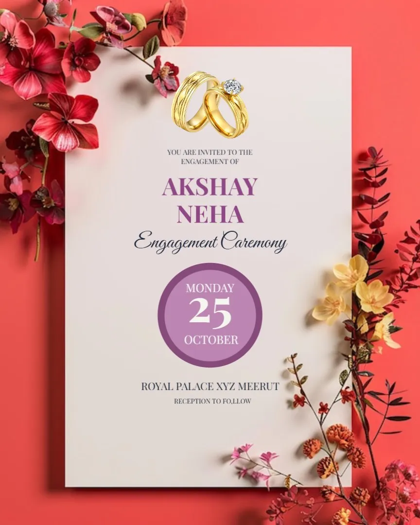 Engagement Invitation for WhatsApp — English Engagement Invitation Cards template