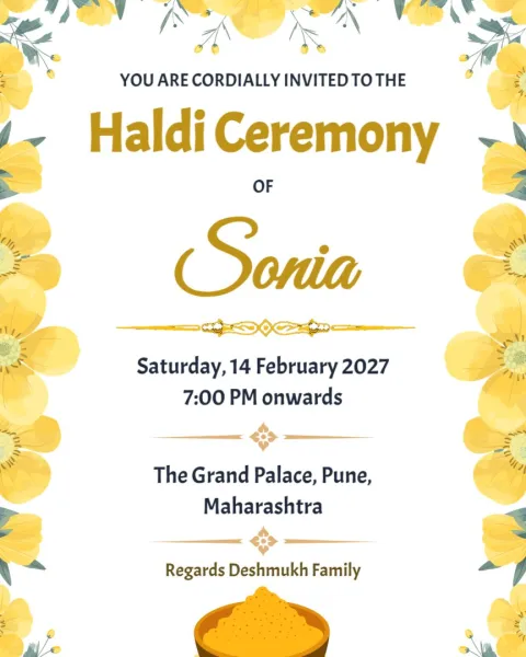 Free Haldi Ceremony Invitation