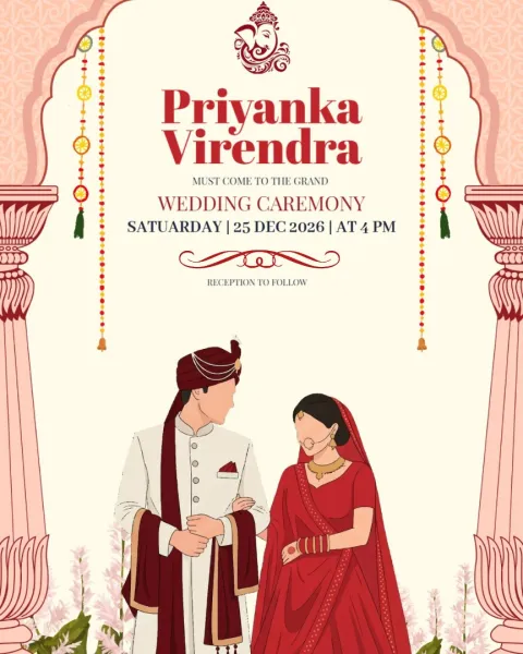 Hindu Ganesh Wedding Invitation