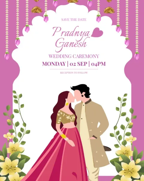 Pastel Pink Wedding Invitation