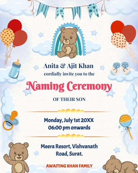 Free Elegant Naming Ceremony Invitation