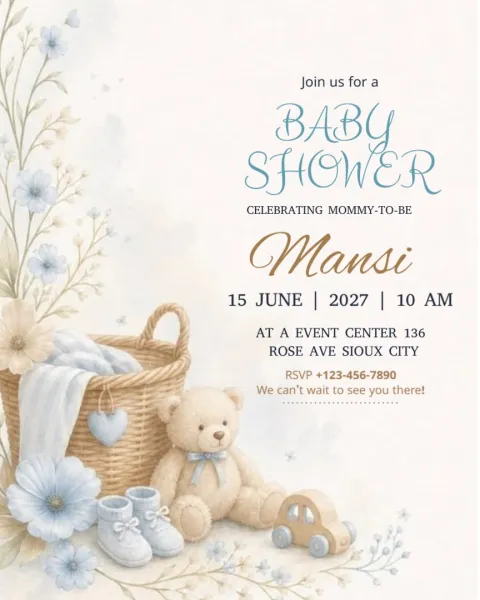 Elegant Floral Baby Shower Invitation Templates