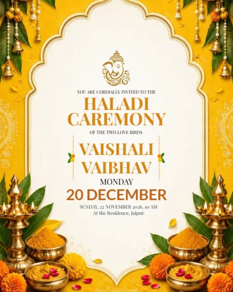 Yellow Theme Haldi Invitations