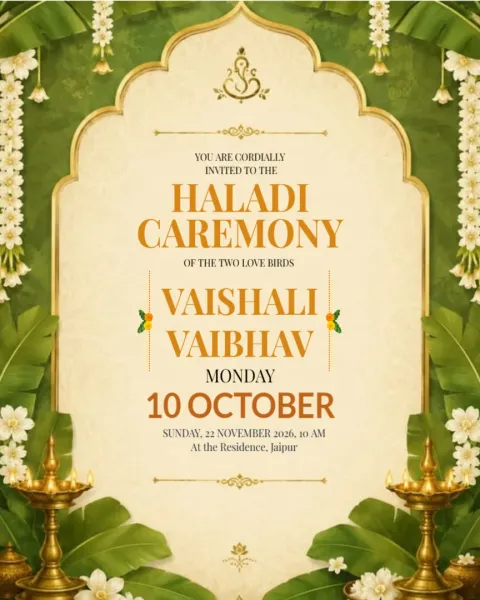 Haldi Invitations with Couple Illustration
