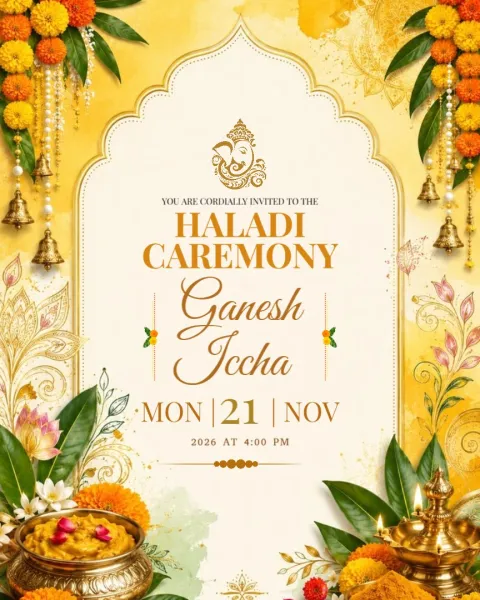 Elegant Haldi Ceremony Invitations