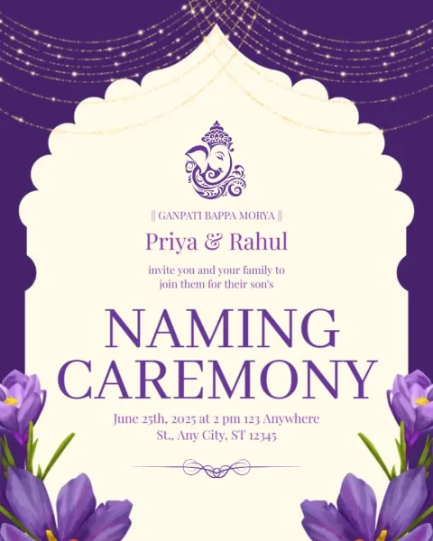 Naming Ceremony Invitations for Baby Girl