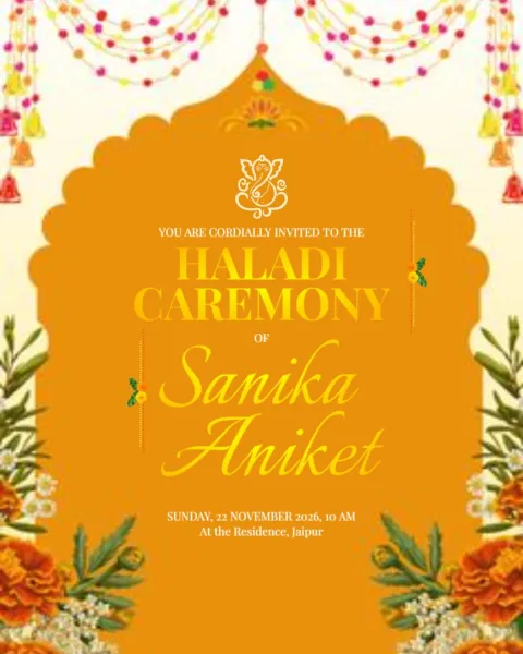 Modern Haldi Ceremony E-Invitation