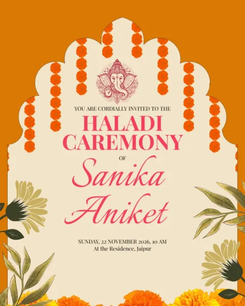 Destination Wedding Haldi Invitation