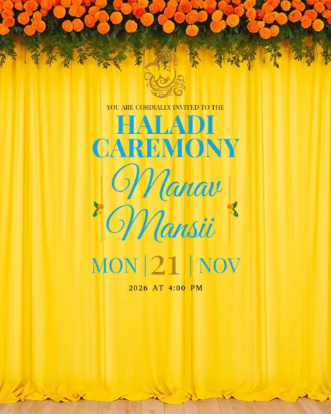 Boho Yellow Haldi Ceremony Invitation Design