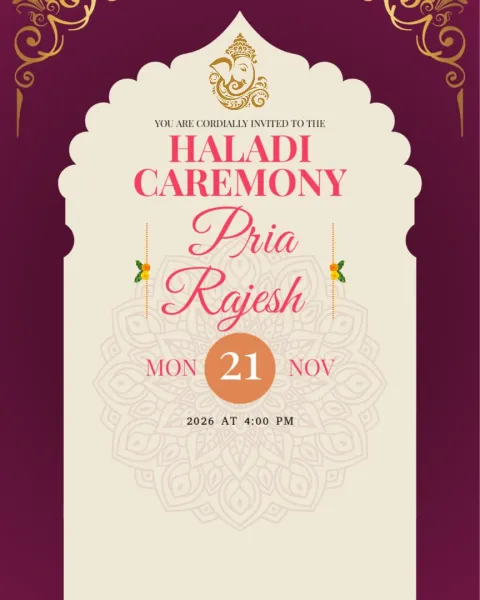 Bride and Groom Haldi Ceremony Invitation
