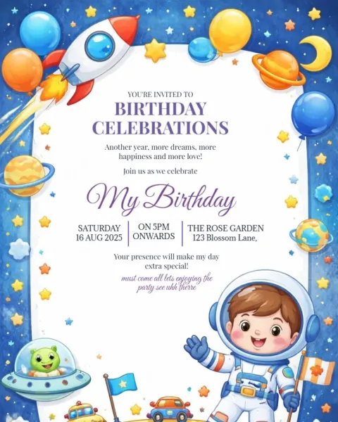 Cake, Candles and Celebration – Birthday Invitation
