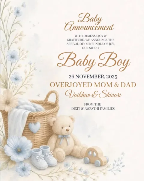 Baby Boy Announcement Invitation Cards