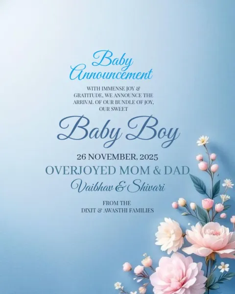 Welcome Our Baby Boy – Newborn Announcement Card