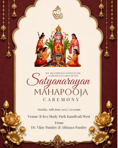 Satyanarayan Puja Invitation Cards