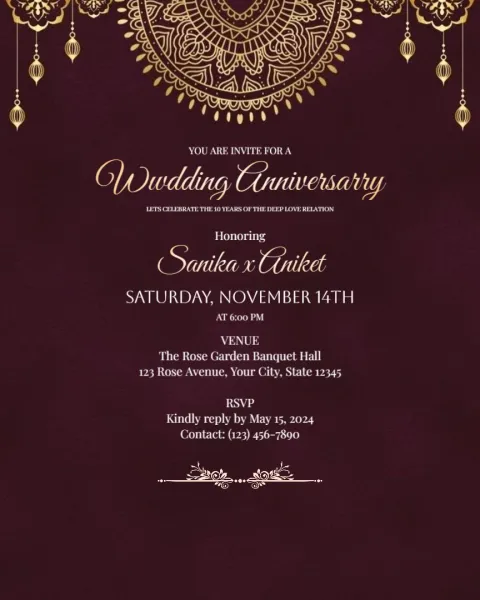 Elegant Anniversary Party Invitations